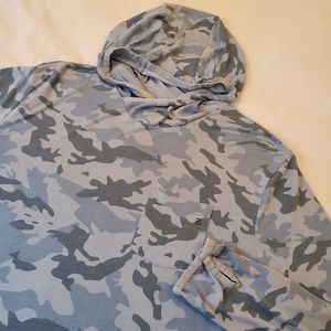 Free Fly Long Sleeve Bamboo Lightweight Hoodie Blue Gray Water Camo Size Large